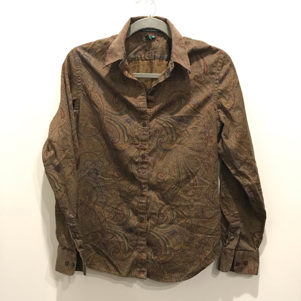 Women’s Brown Long Sleeve Shirt-Sz M